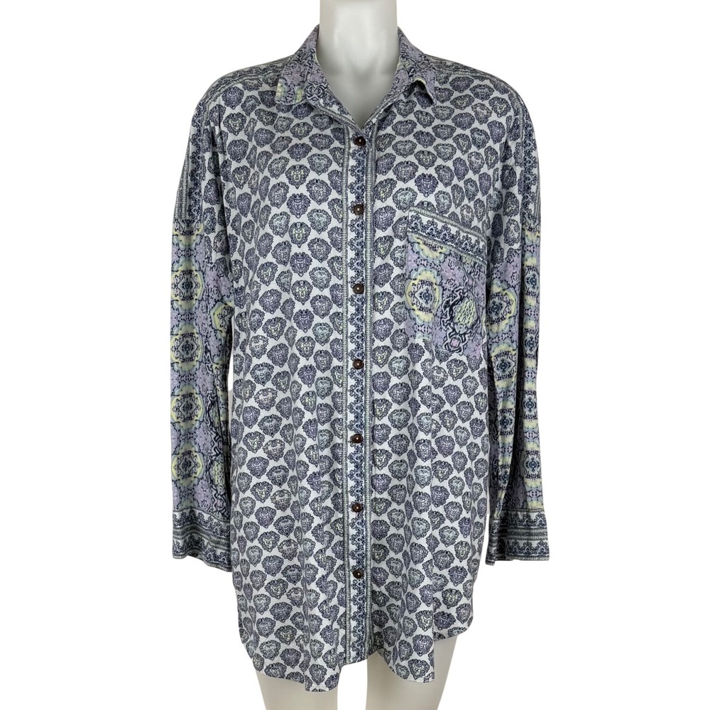 Intimately Free People Flannel Shirt Womens Medium Oversized Paisley Lavender